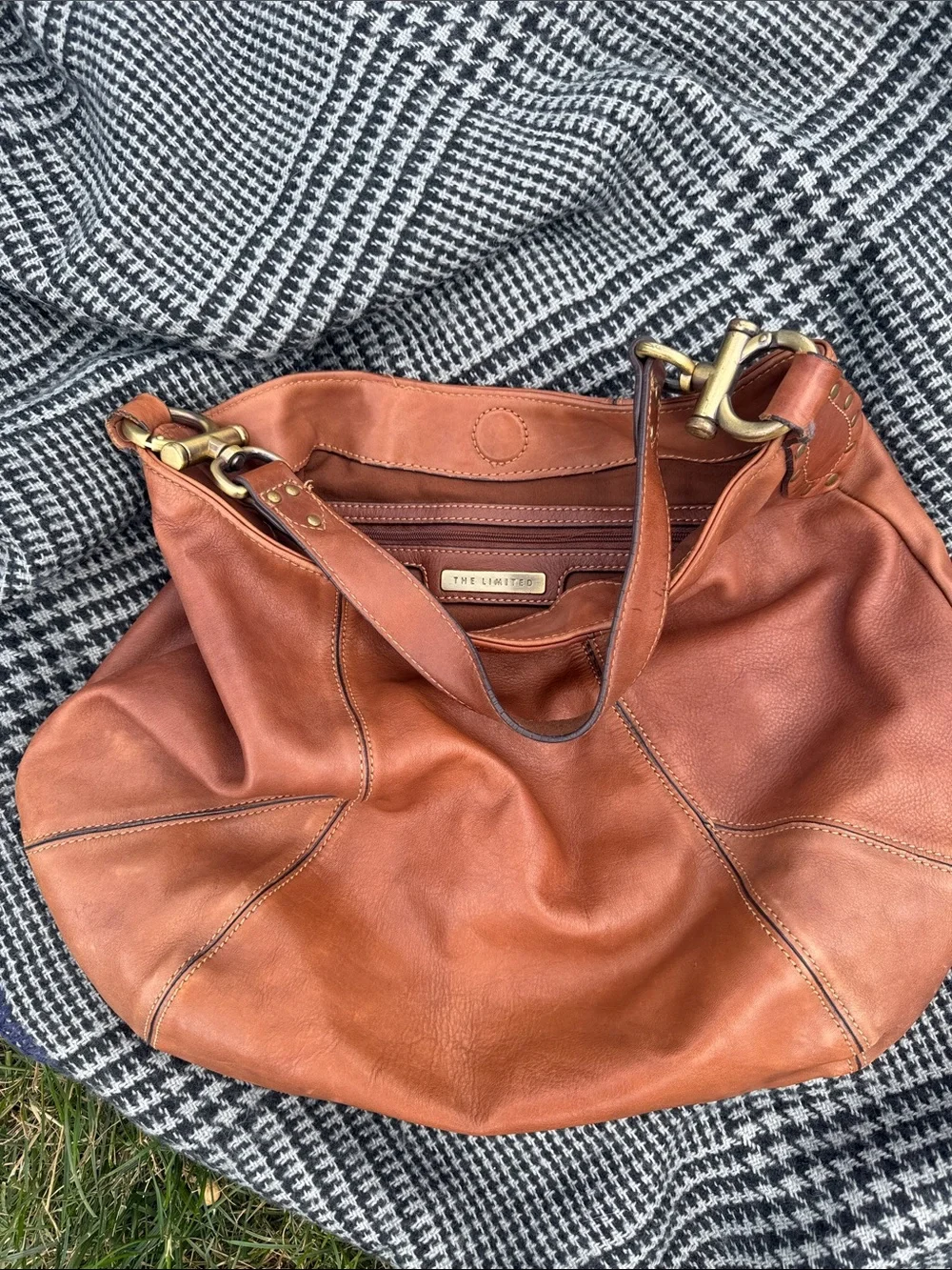 The Limited Cognac Leather Hobo Shoulder Bag